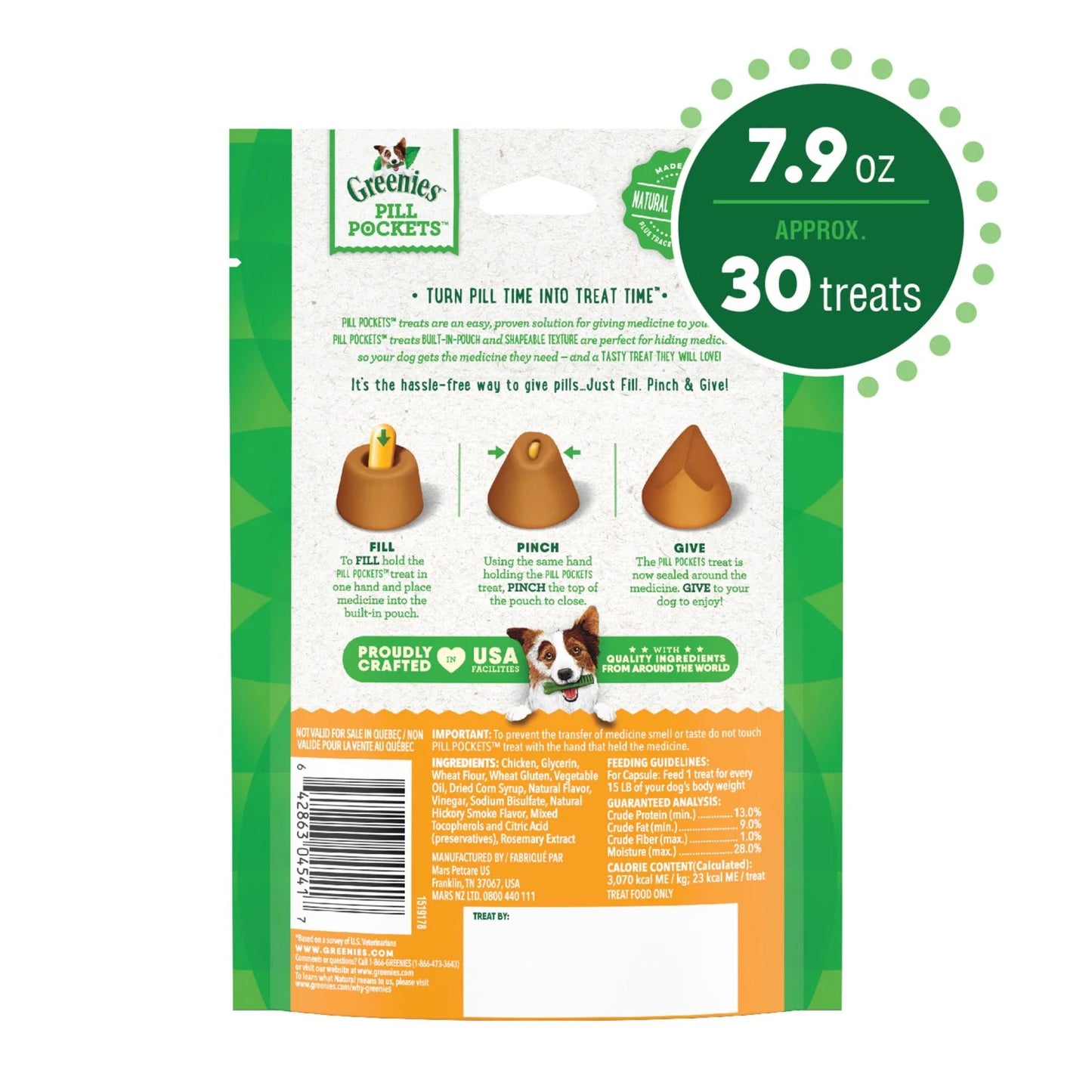 Pill Pockets Chicken Treats for Dogs, 7.9 Oz Pouch