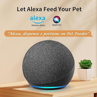 Smart Automatic Pet Feeder, Wifi-Enabled Pet Feeder for Cat and Dog, Compatible with Alexa & Echo, Features 15-Cup Capacity and Timed Dispensing, Remote Feeding up to 10 Meals Daily via App Control