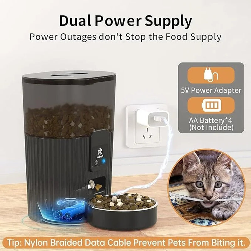 Smart Automatic Pet Feeder, Wifi-Enabled Pet Feeder for Cat and Dog, Compatible with Alexa & Echo, Features 15-Cup Capacity and Timed Dispensing, Remote Feeding up to 10 Meals Daily via App Control