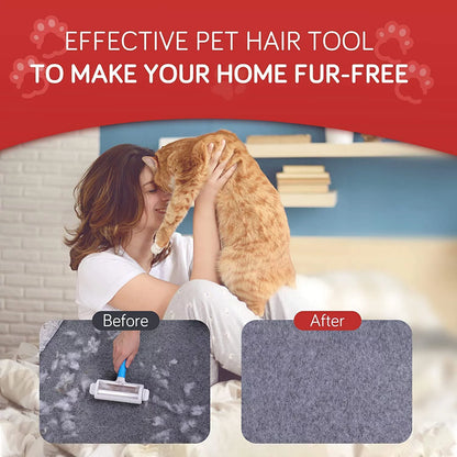 Pet Hair Cleaner Reusable Cat & Dog Hair Remover for Furniture Couch Carpet Car Seats Resolve Pet Hair, Gray/White Random